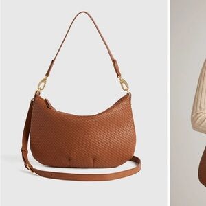 Quince Italian leather convertible woven shoulder bag